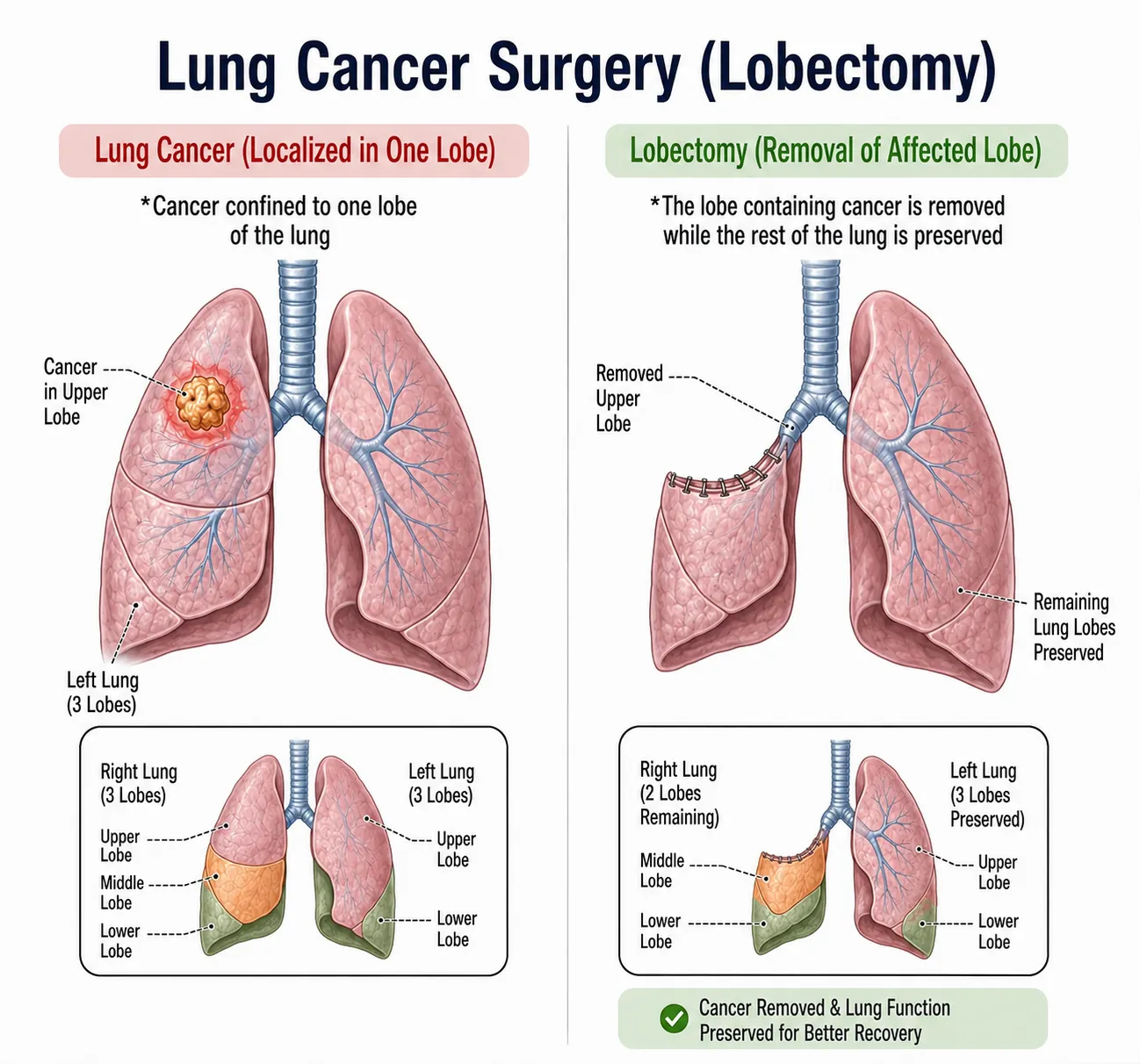 Lung Cancer Surgery (Lobectomy) — anatomy diagram